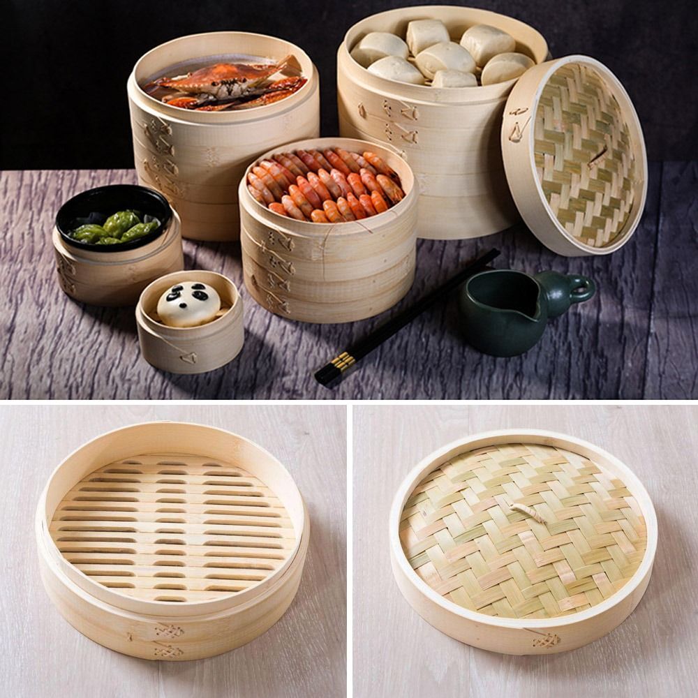 Bao Steamer Bamboo - Chinese stoommand van bamboe met deksel